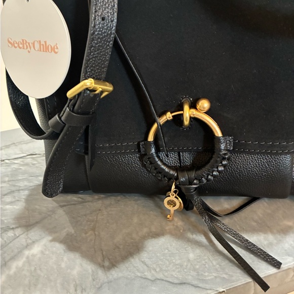 Chloe Joan Cross Body Black Leather/Suede Bag - Picture 15 of 16